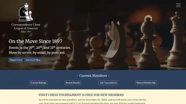Screenshot of Correspondence Chess League of America