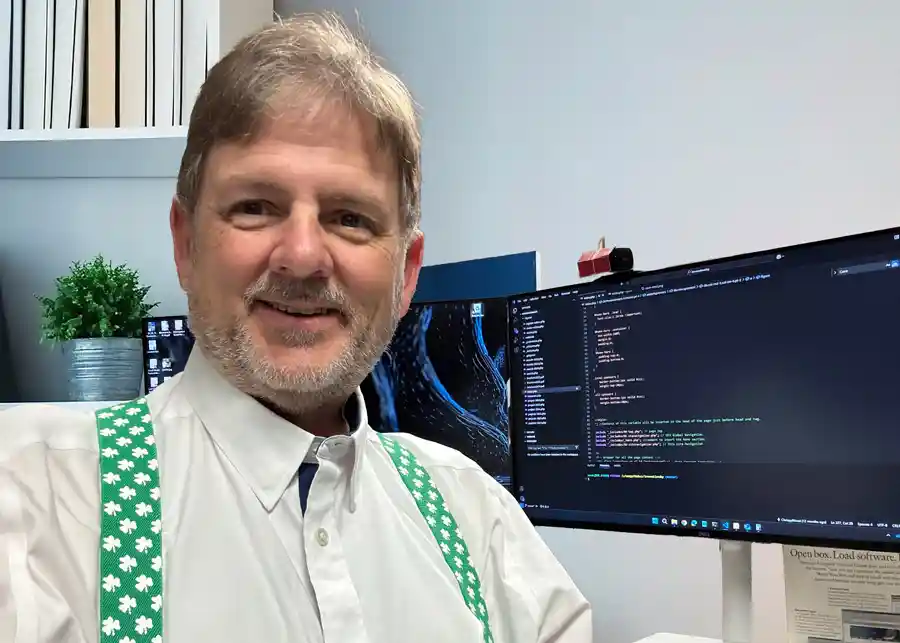 Christopher Wood at computer