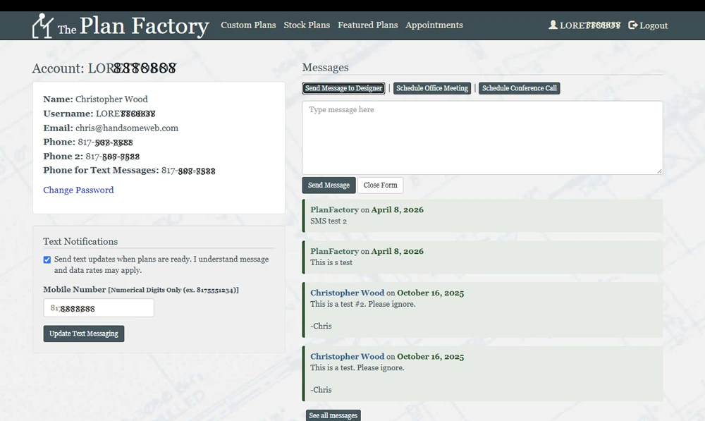 Placeholder screenshot of the Plan Factory website