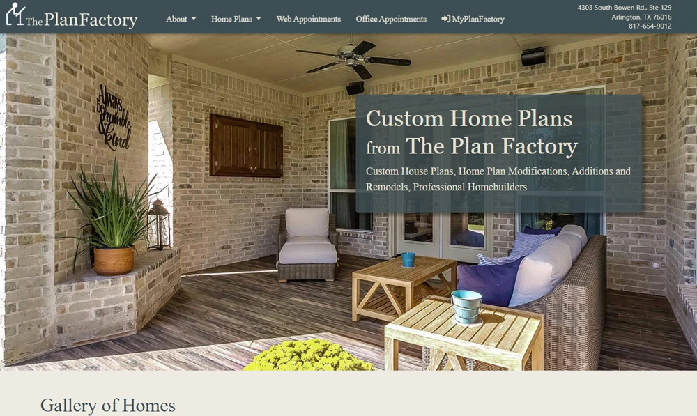 Placeholder screenshot of the Plan Factory website
