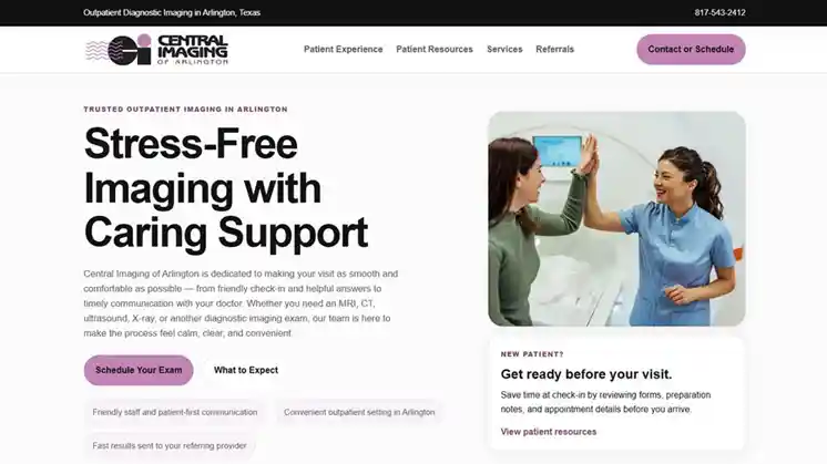 Screenshot of a small business website homepage