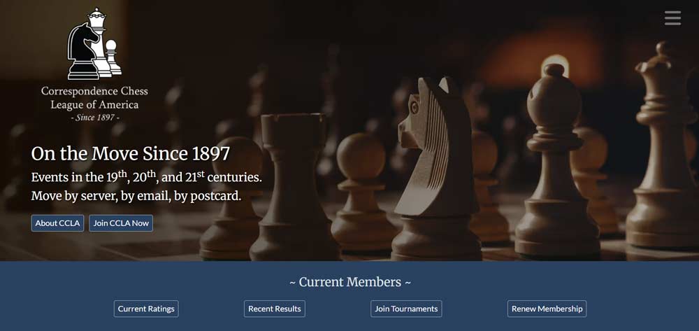 Correspondence Chess League of America website homepage