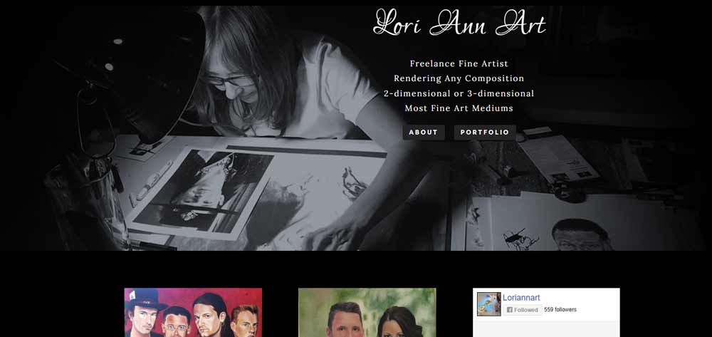 Screenshot of Lori Ann Art website homepage